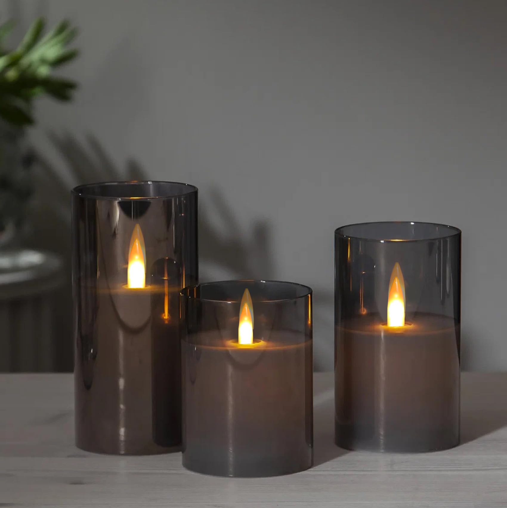 Kiexung Flameless Candles, Led Candles With Remote Control And Timer, New True Analog 3D Wick Battery Powered Acrylic Column Can