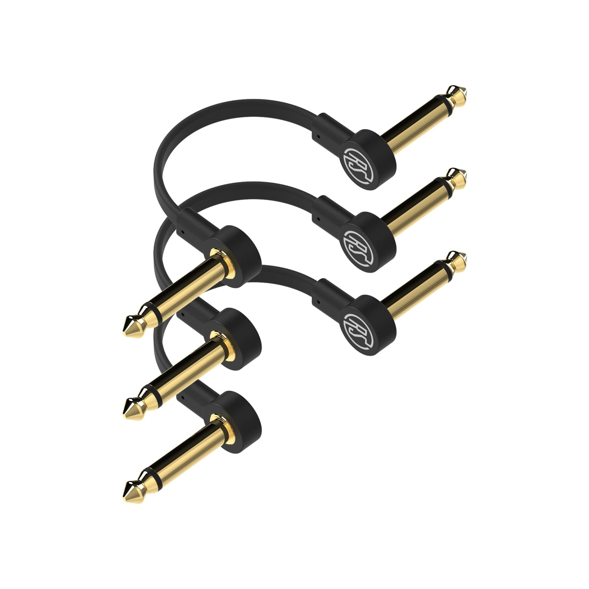 Rock Stock Guitar Flat Patch Cables   18 Inch C Shape Effect Pedal Cables   Black With Durable Gold Plated Connectors, Maximize