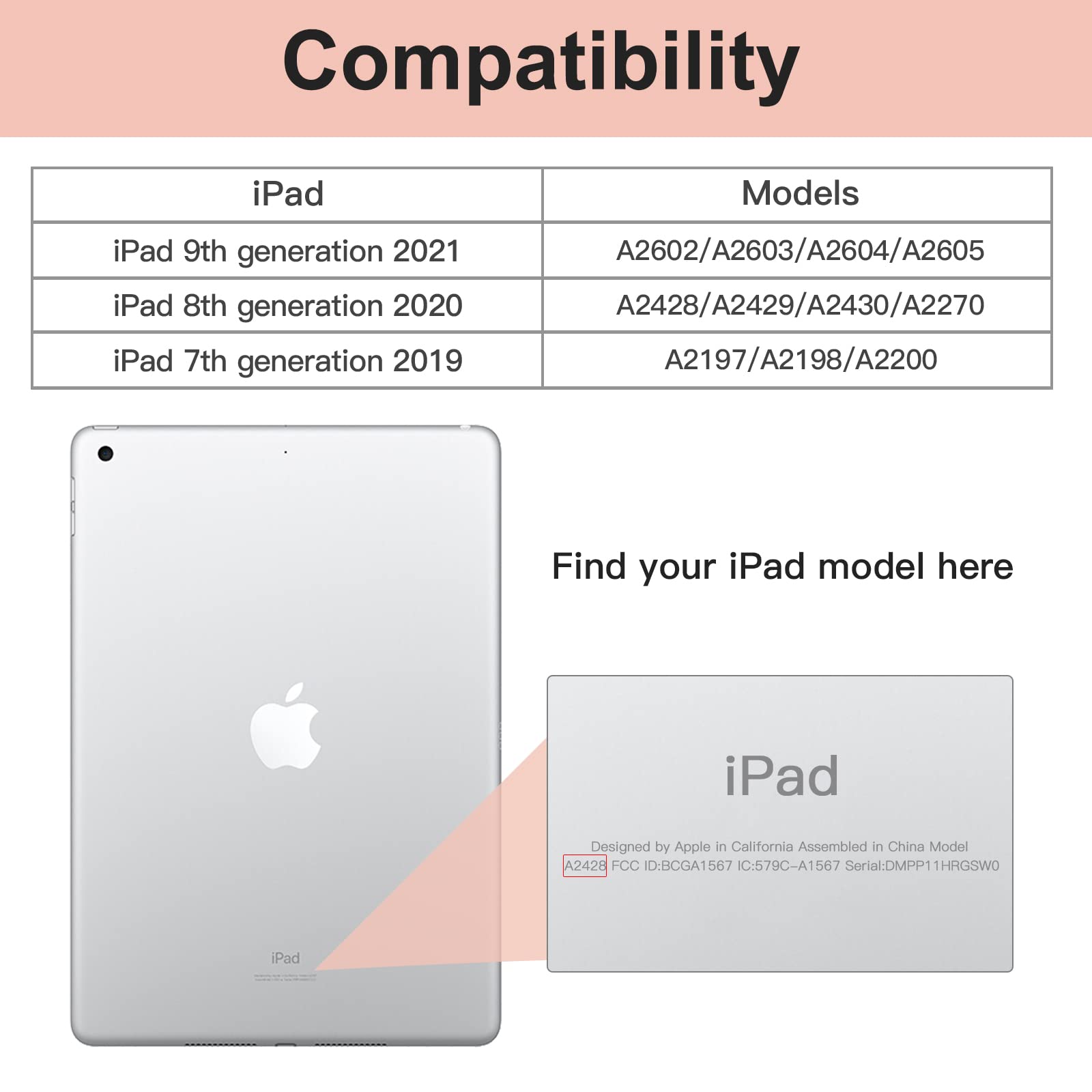 Ghinl For Ipad 9Th/8Th/7Th Generation Case (2021/2020/2019) Ipad 10.2 Inch Case With Pencil Holder [Sleep/Wake] Slim Soft Tpu Ba