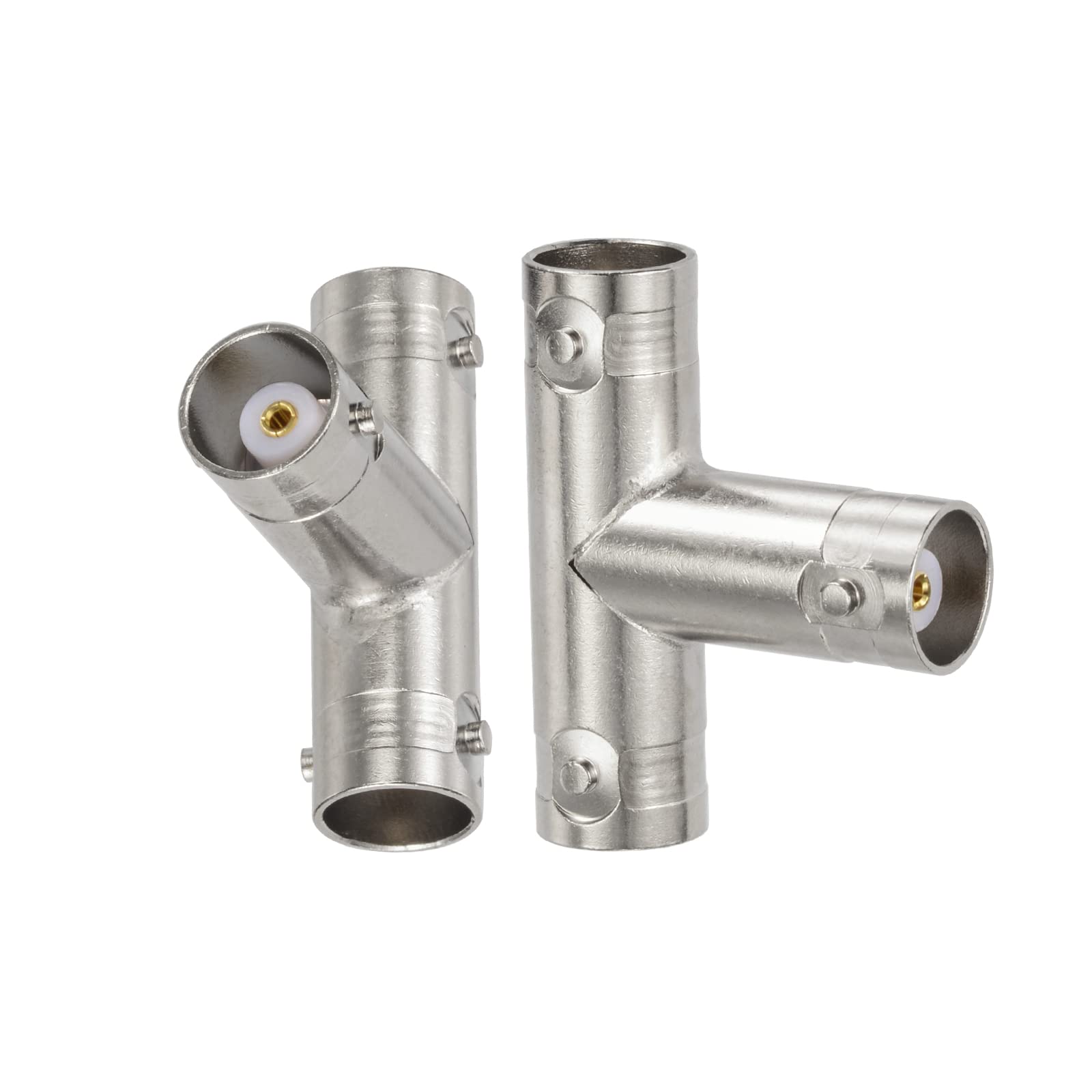 Eightwood BNC Tee Type Adapter Female to Female to Female Video Splitter Connector 3 Way Brass Nickel Plated EWUAD0686