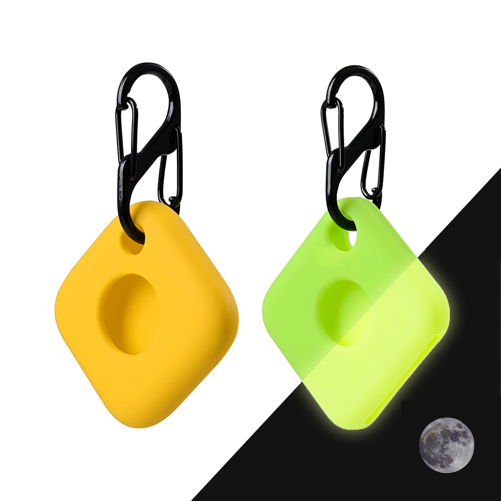 Silicone Case For Tile Mate 2022 With Keychains, 2 Pack Anti Scratch Protective Cover With Carabiner (Yellow/Fluorescent Green)