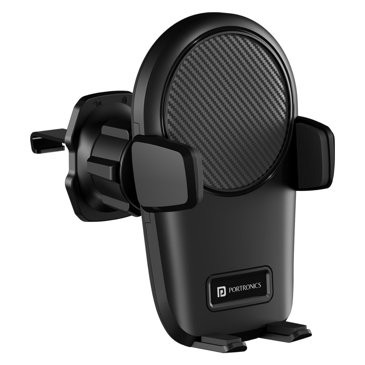 Portronics Clamp Z Car Phone Holder Stand with 360 Degree Rotation, AC Vent Mount, Strong Grip, Single Hand Use, Shockproof Buil