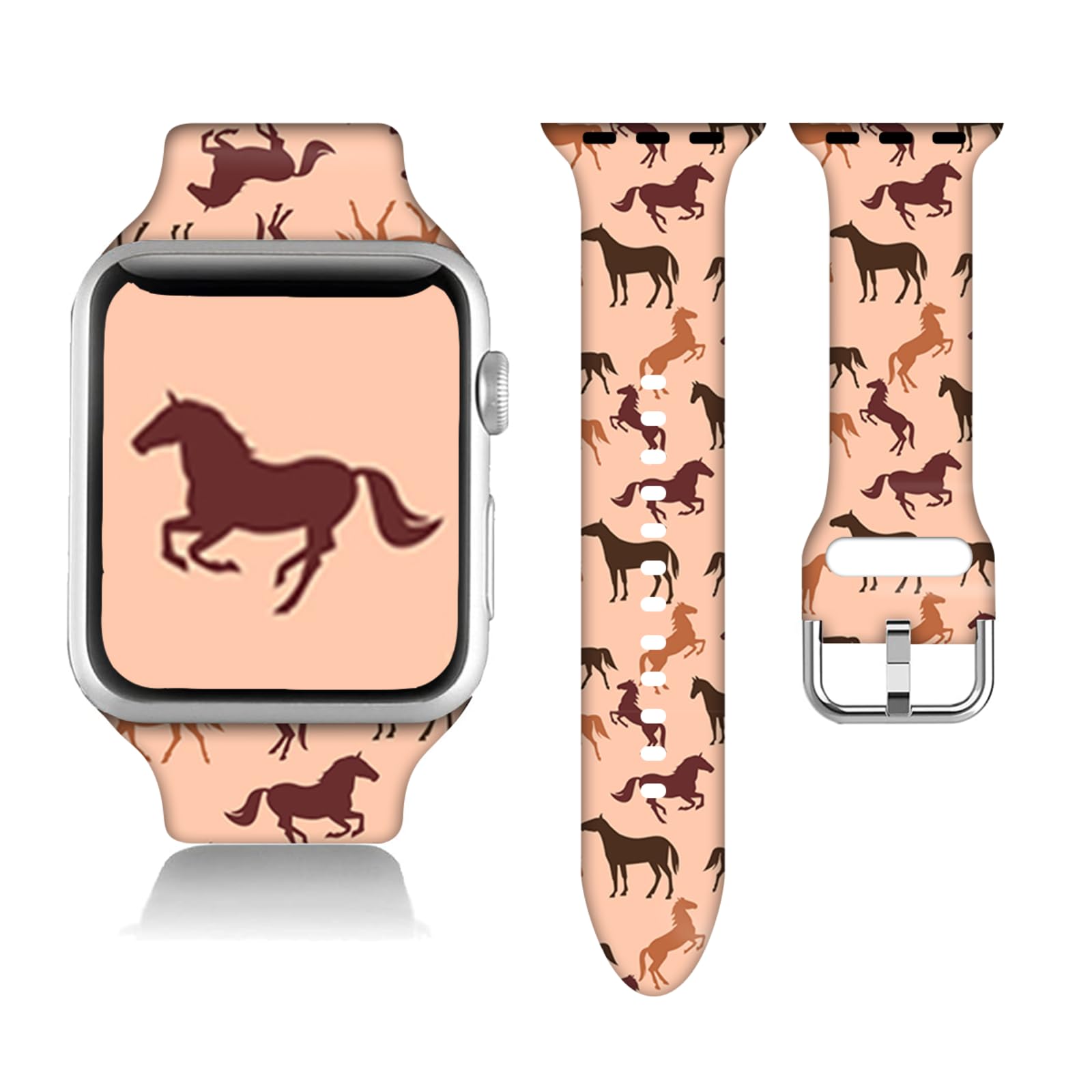 Compatible With Horse Apple Watch 38/40/41/42/44/45Mm For Women Men,Soft Silicone Goth Halloween Gifts Decorations Replacement W