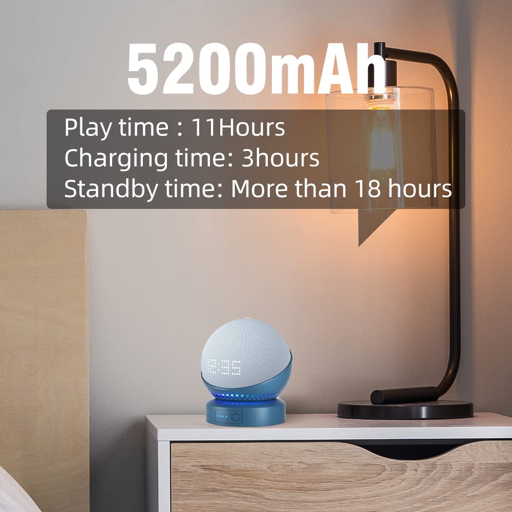 Battery Base For Dot 5 Generation, Movable Battery Stand Desktop Holder,Extend Using Time Charging Accessory Fits For Dot 5 (Blu