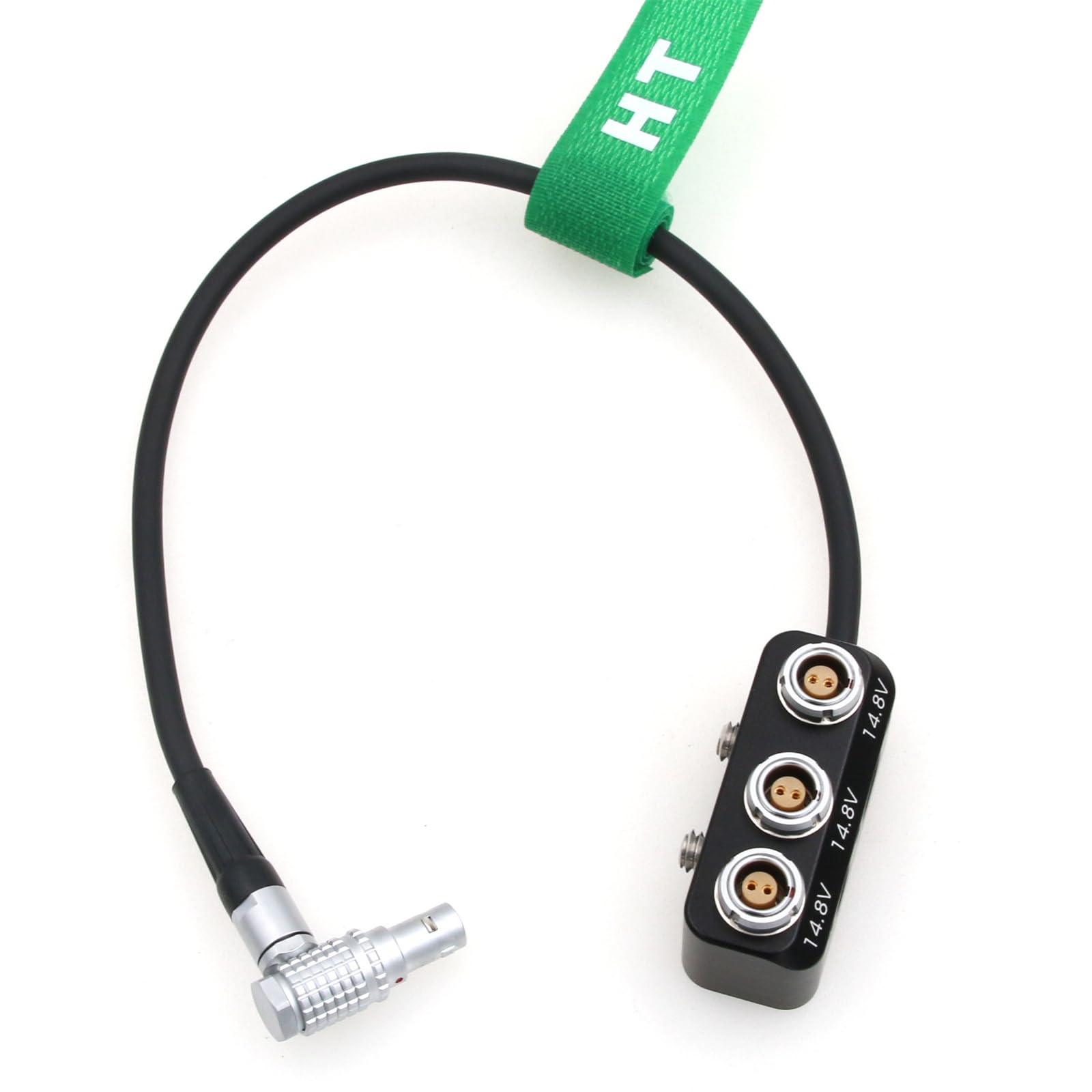 Hangton Right Angle Male 2 Pin To 3 X 0B 2 Pin Female Power Splitter Box For Arri Alexa Sony Red Dsmc2 Camera, 1 To 3 Triple