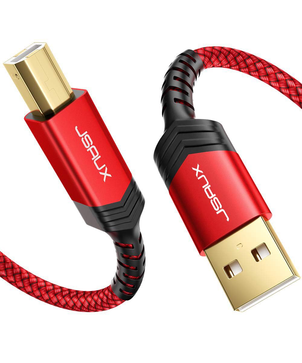 JSAUX Printer Cable 10ft, USB Printer Cord for HP Canon Dell Epson