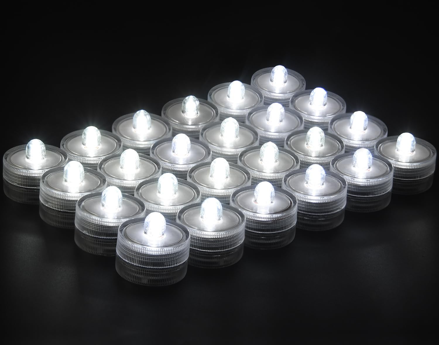 Koaby 24 Pack Submersible Led Lights, Waterproof Flameless Submersible Lights For Decor (Warm White Light, 24 Pack)