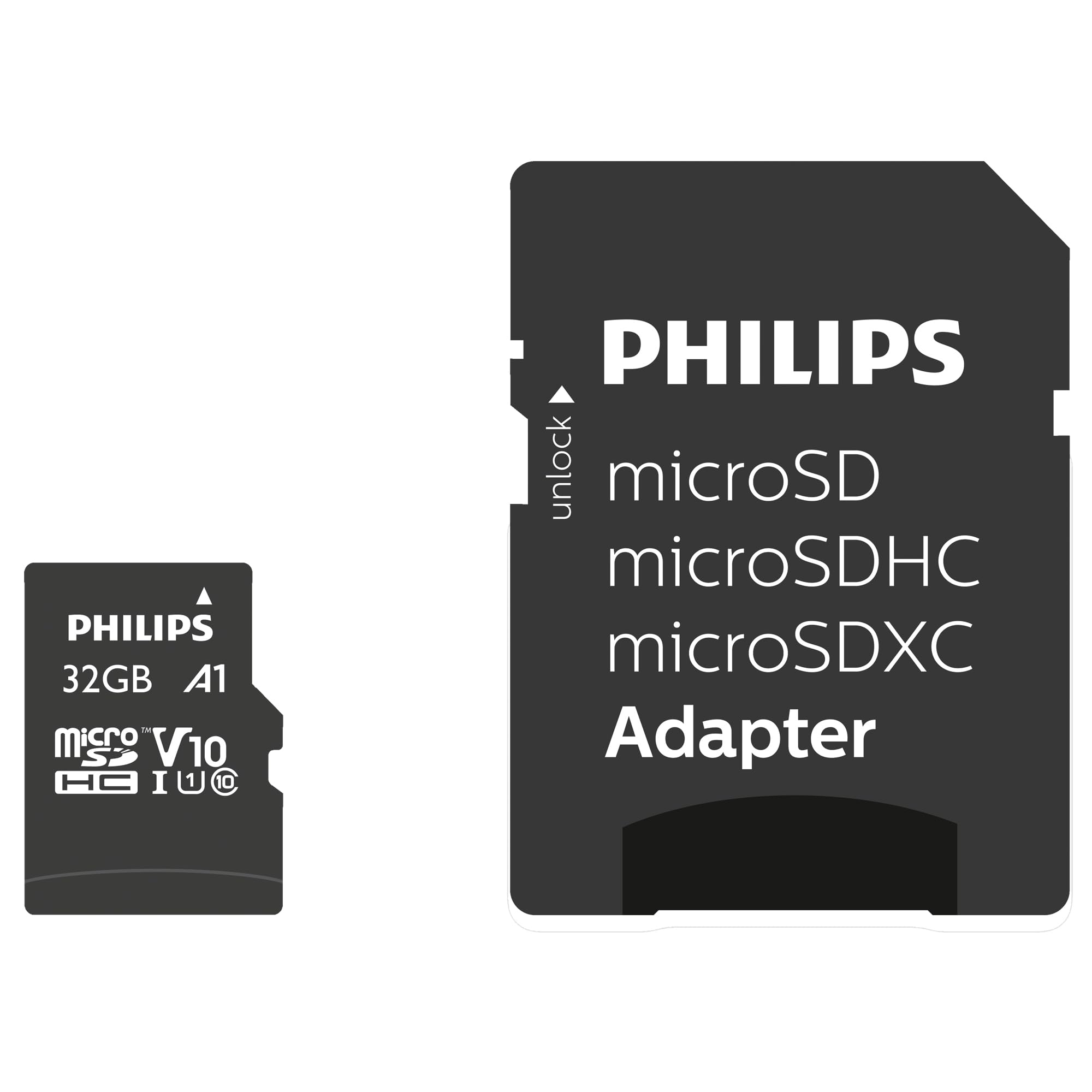 Philips 32Gb Micro Sdhc Uhs 1 U1 & V10 Class 10 Flash Memory Card With Adapter
