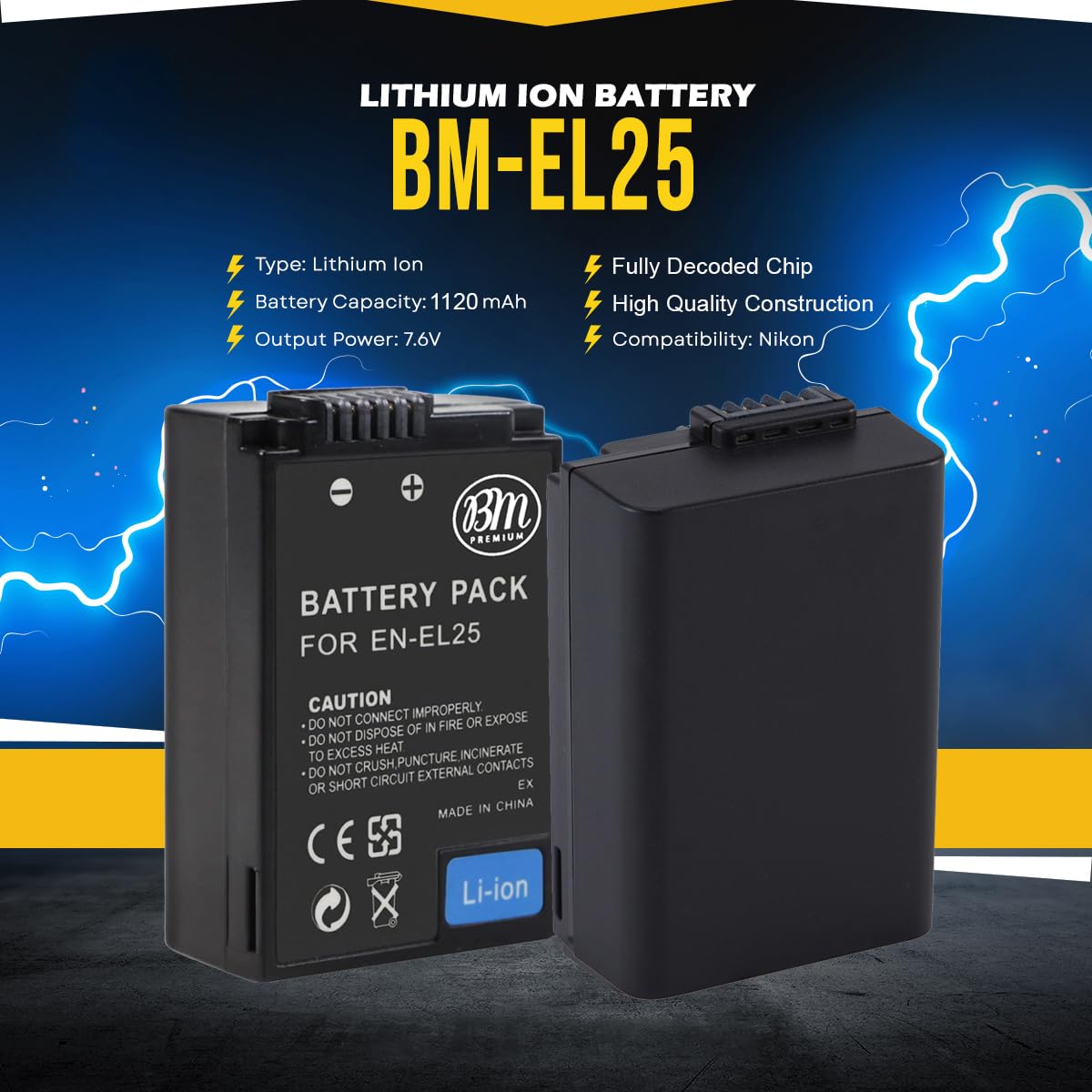 Bm Premium 2 Pack Of High Capacity En El25 Batteries And Battery Charger For Nikon Z30, Z50, Z 50, Z Fc Digital Cameras