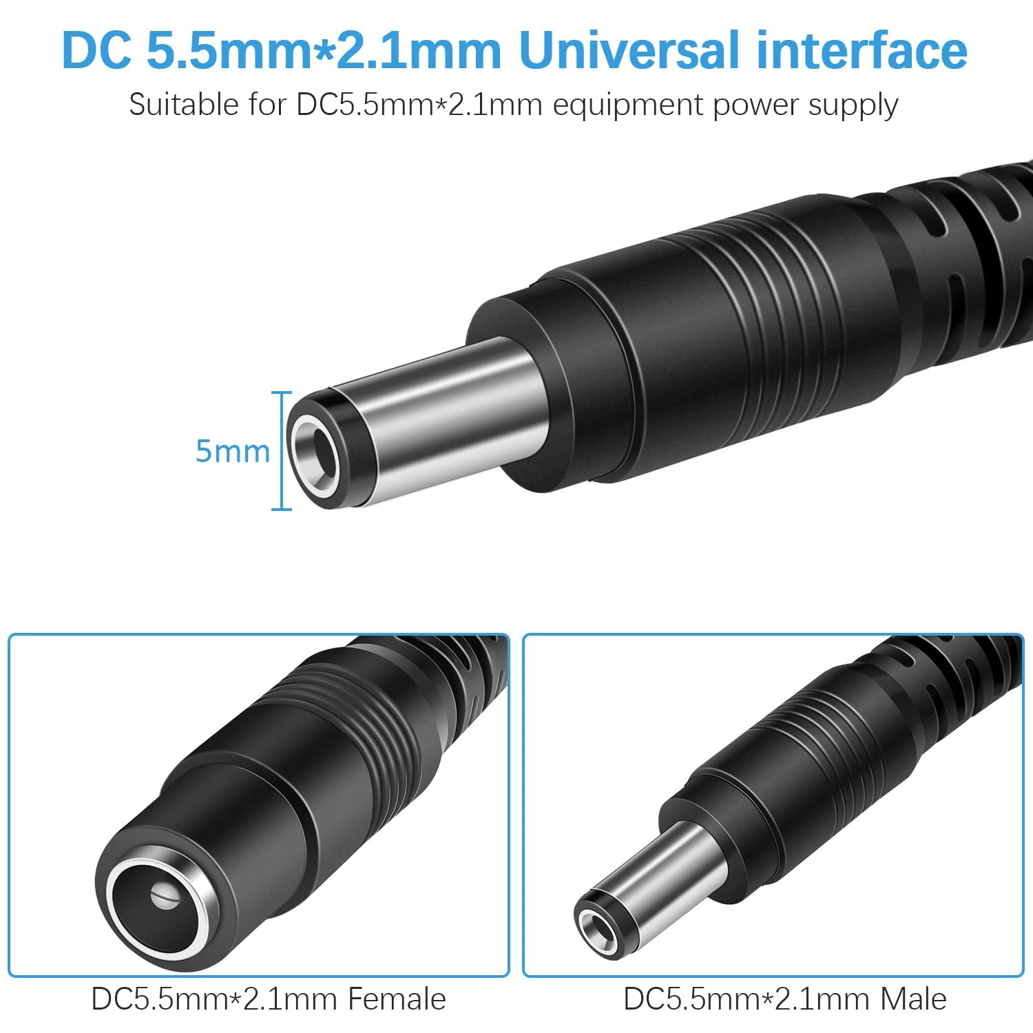 Dc Power Extension Cable 100Ft, 12V Dc Extension Cord 2.1Mm X 5.5Mm Male To Female Power Cord For Cctv Security Camera, Power Su