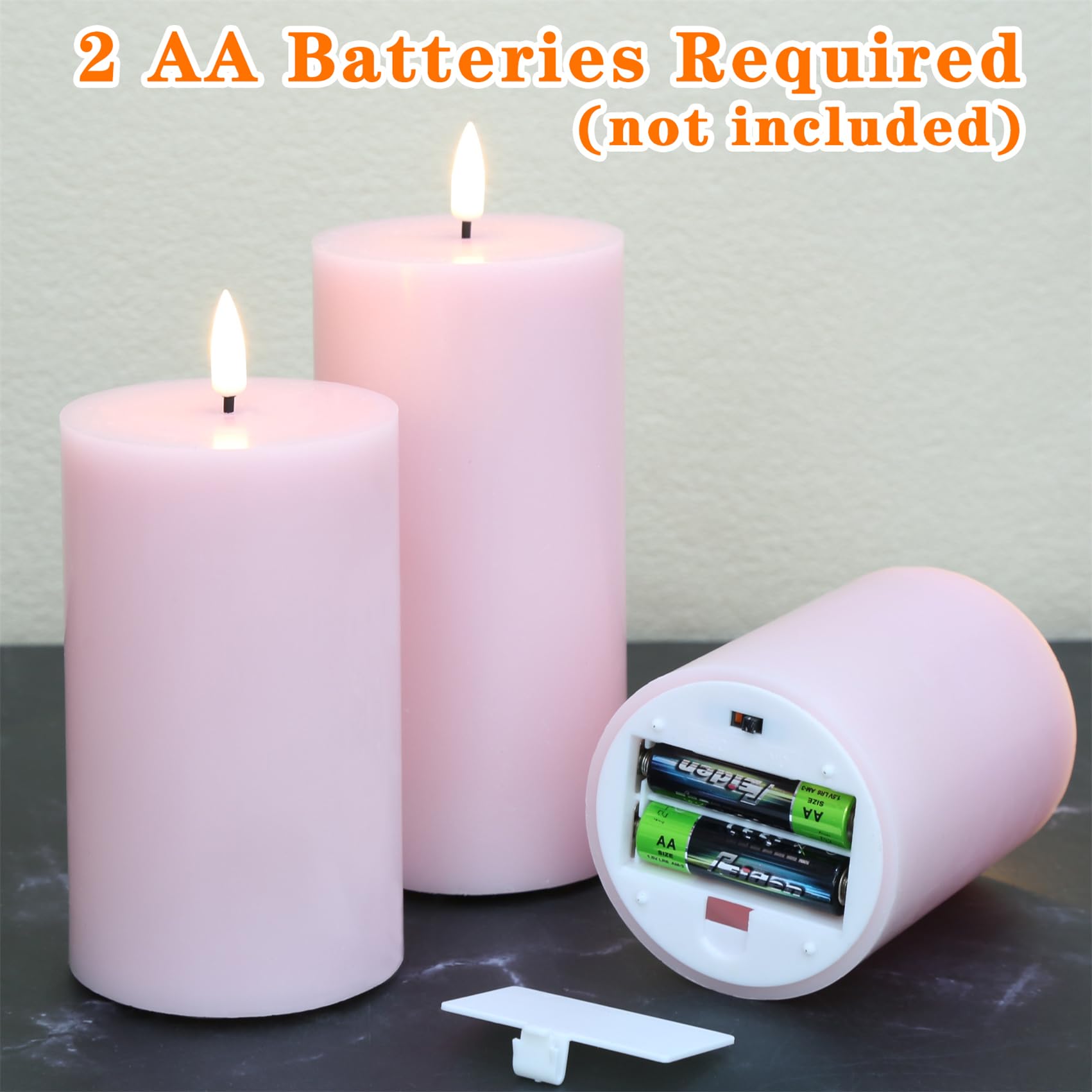 Girimax Pink Flameless Pillar Candles With Remote, Real Wax Flickering Battery Operated Led Candles F 3'' H 4'' 5'' 6''