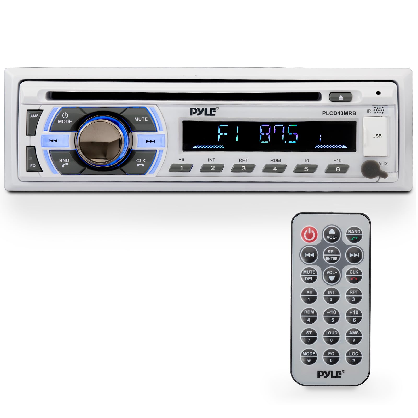 Pyle Boat Bluetooth Marine Stereo Receiver   Marine Head Unit Din Single Stereo Speaker Receiver   Wireless Music Streaming/Hand