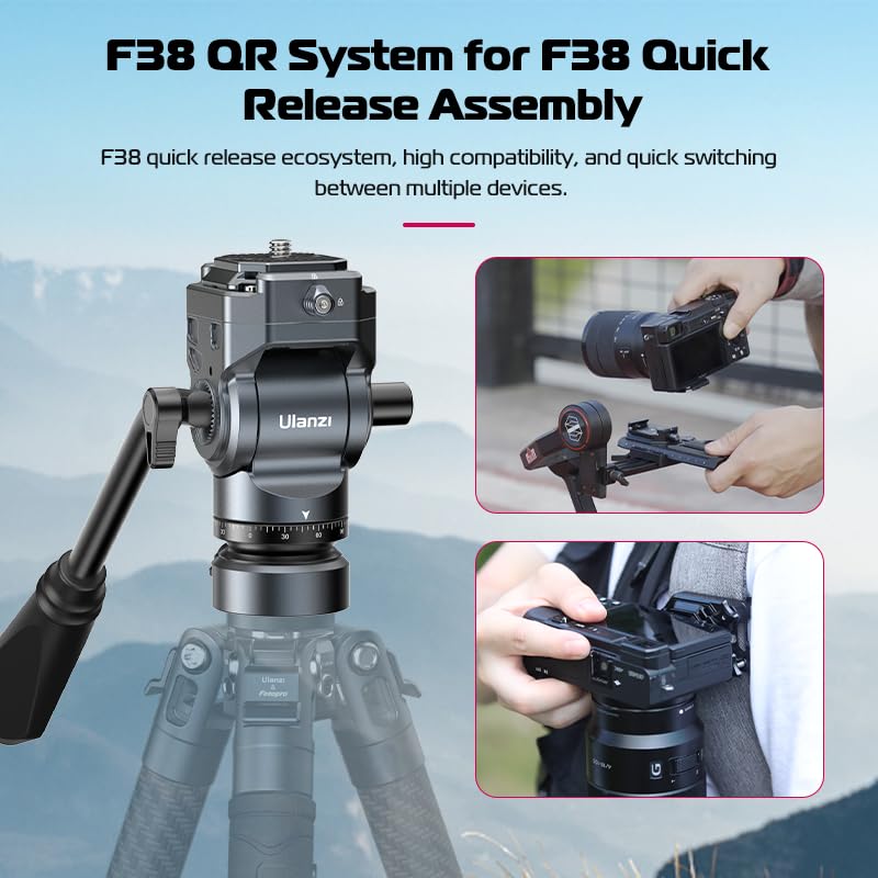 Ulanzi F38 Video Fluid Head For Camera Tripod - Eh12 Mini Pan Tilt Head Small Panoramic Ball Head With F38 Quick Release Plate L