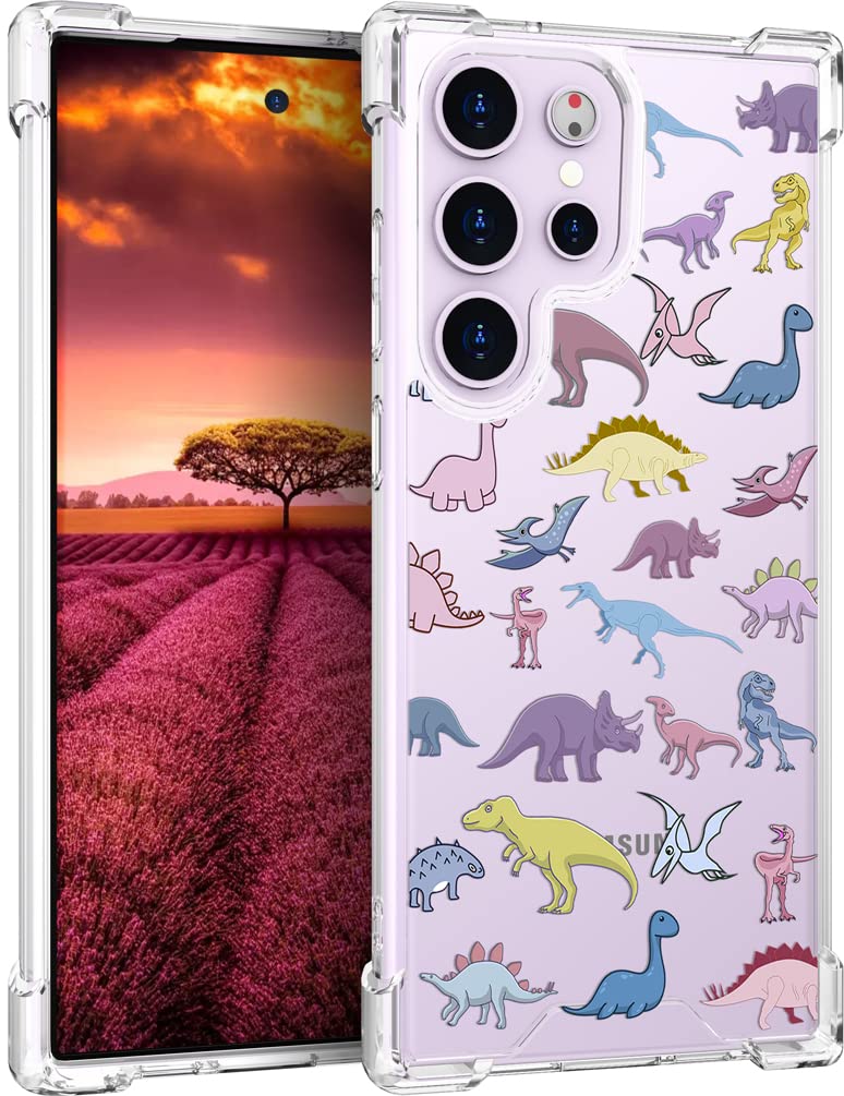 Topgraph Samsung Galaxy S23 Ultra Case Cute Dinosaur Clear For Women Girly Designer Girls, Cute Silicone Transparent Phone Case 