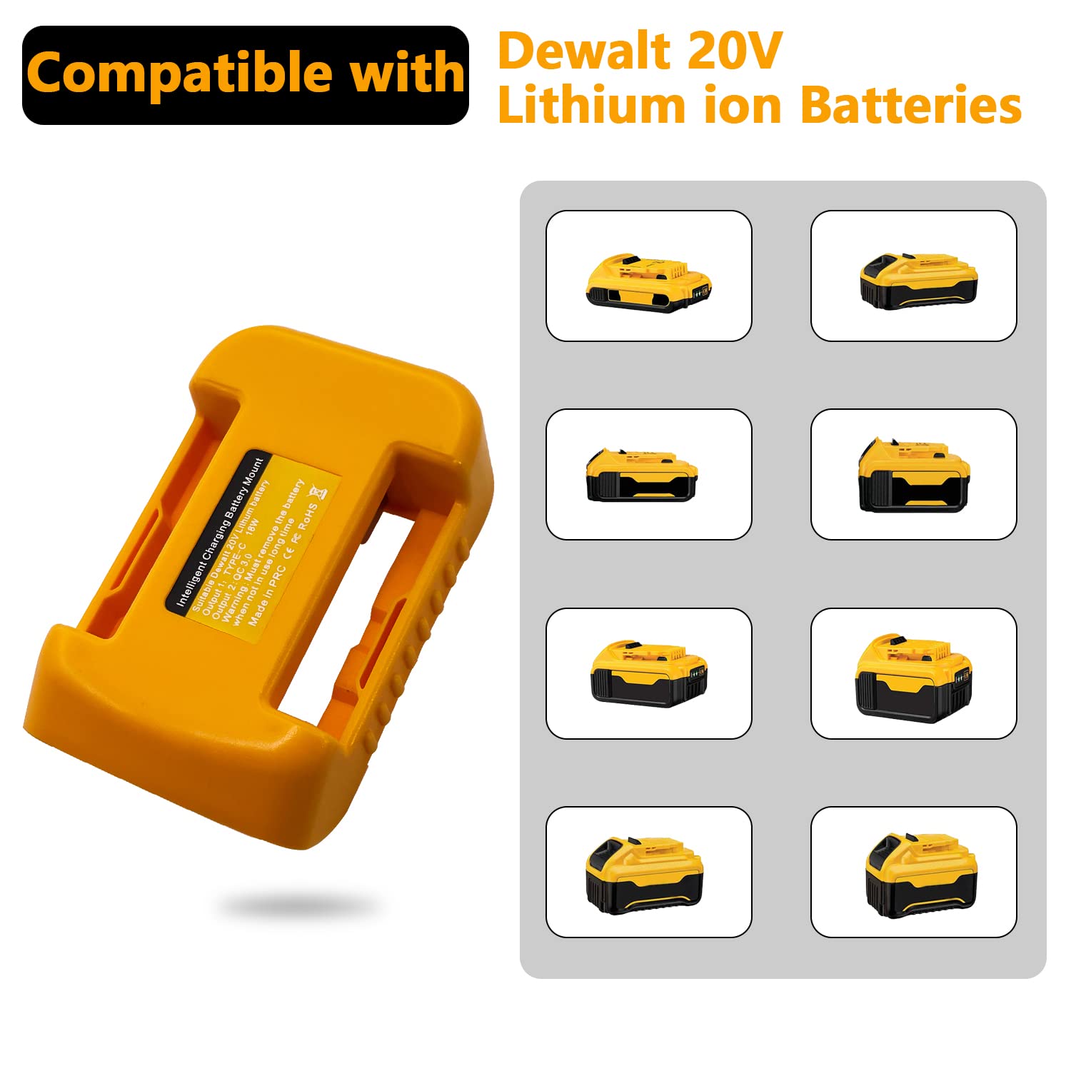 Fybemax 2 Pack Usb Charger Adapter For Dewat 20V Battery With Usb & Type C Fast Charging Power Wheel Adapter Usb Charger (Adapte