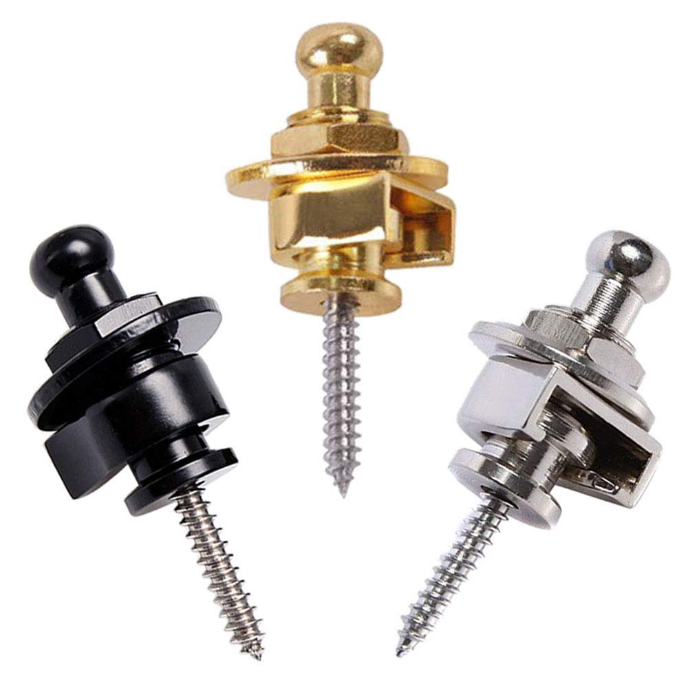 Wolfride 3 Pairs Guitar Strap Lock Security Strap Lock Buttons Replacement Black Silver Gold For Guitar Bass