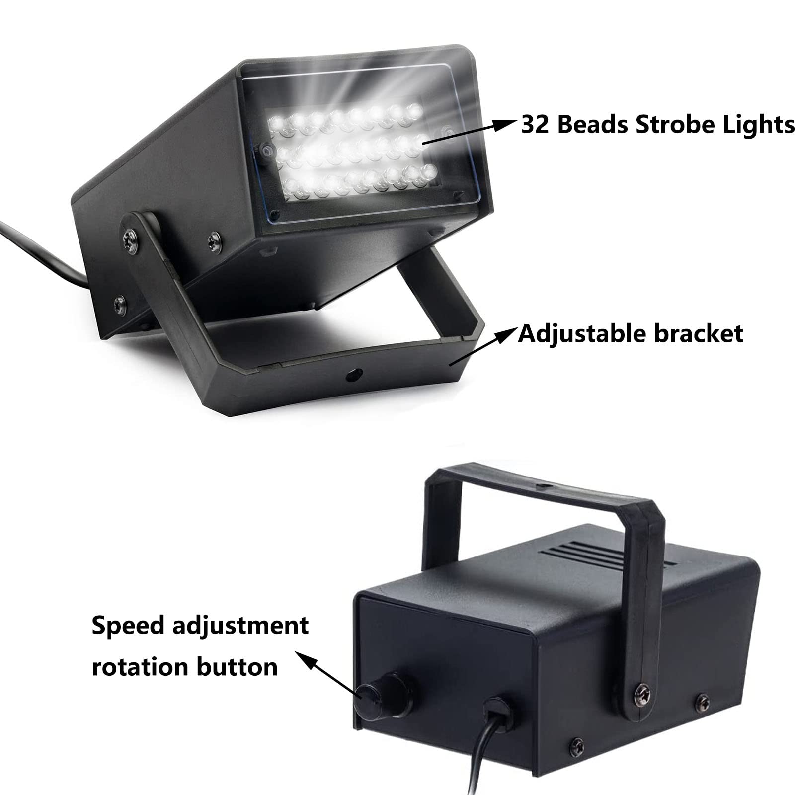 Enuoli Mini Strobe Light 32 Super Bright Led Light Bulbs For Halloween,Variable Flash Speed Control Flashing Lights For Christma