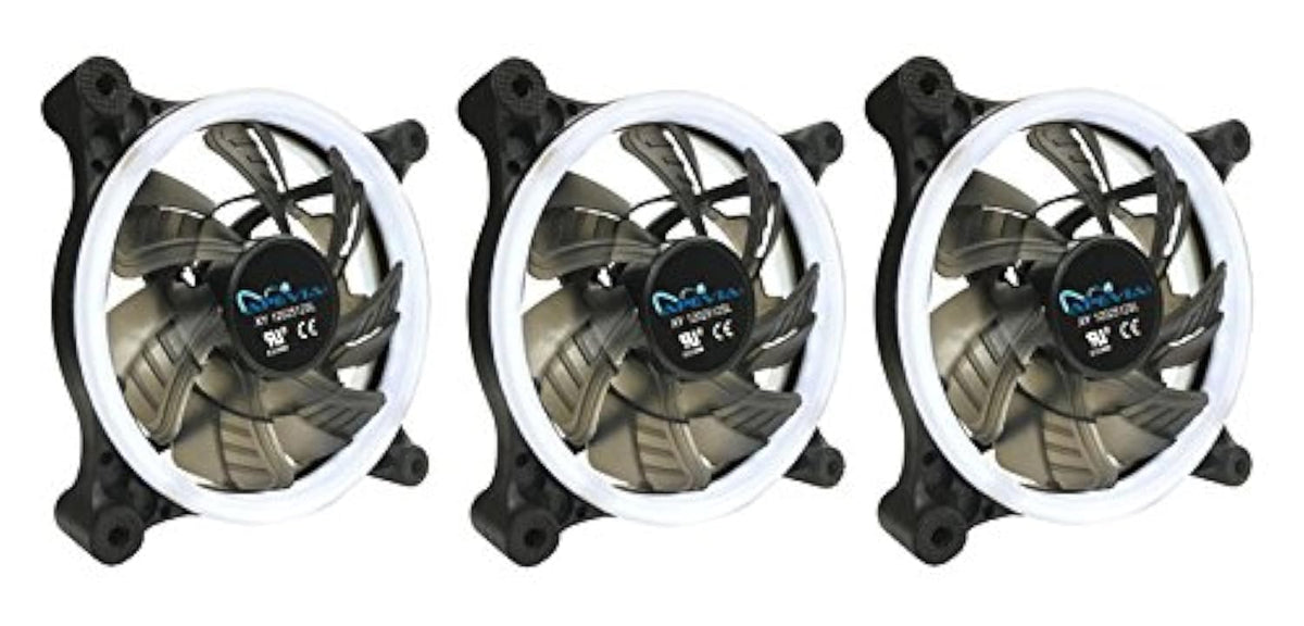 Apevia 312L Cwh 120Mm Silent Dual Rings White Led Fan With 32 X Leds & 8 X Anti Vibration Rubber Pads (3 Pk)