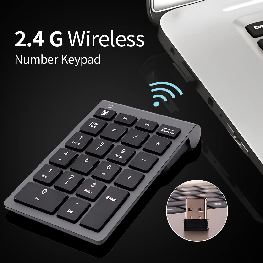 Liangstar Number Pad, Wireless Numeric Keypad 22 Keys Portable Keyboard Extensions With 2.4Ghz Usb Receiver For 10 Key Financial