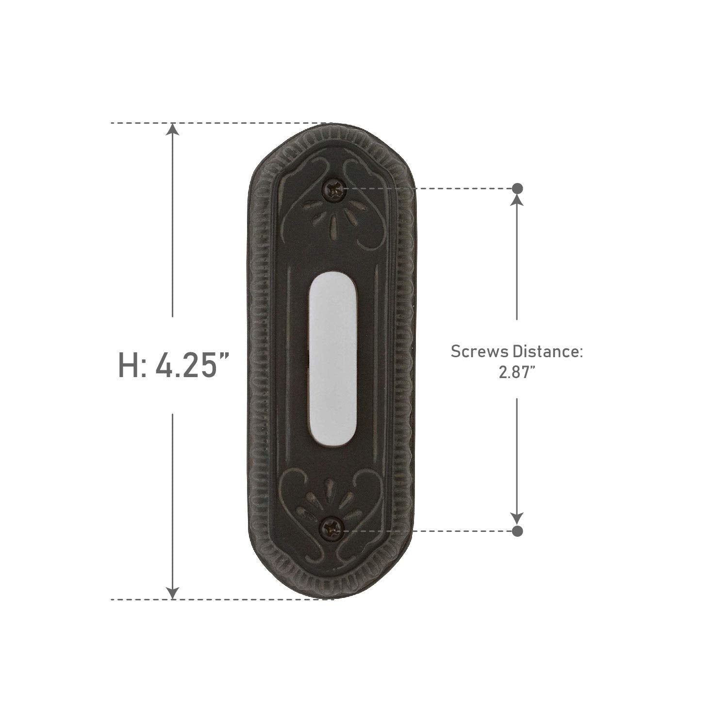 Craftmade Pb3034 Wb Designer Surface Mount Lighted Doorbell Led Push Button, Weathered Black (4.25''H X 1.5''W)