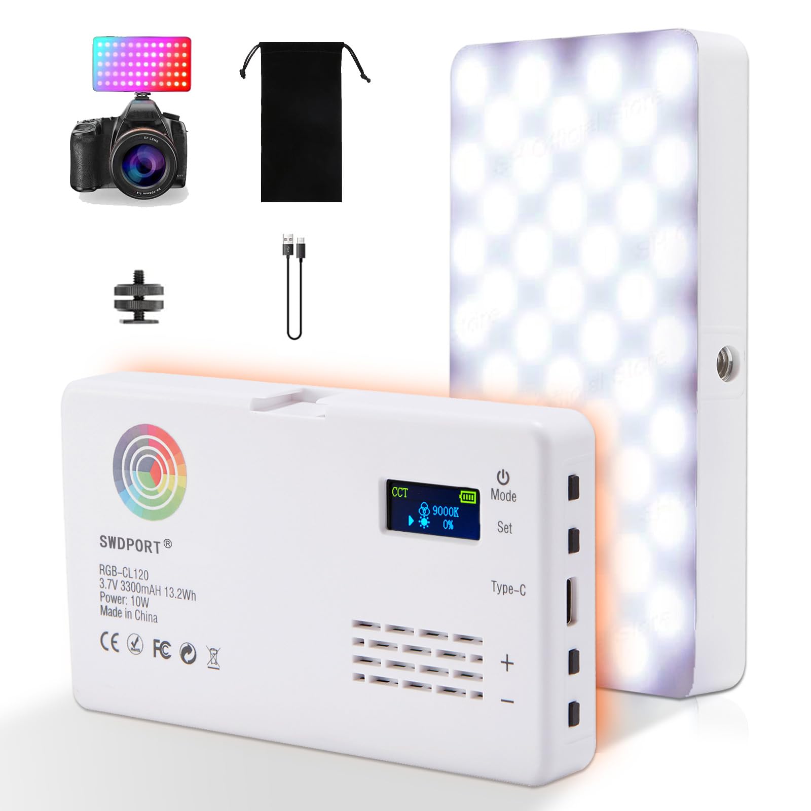 Rgb Video Light Pocket Led On Camera Lights Camera Lighting Built In 3100Mah Rechargeable Battery 360 Full Color 20 Light Effect