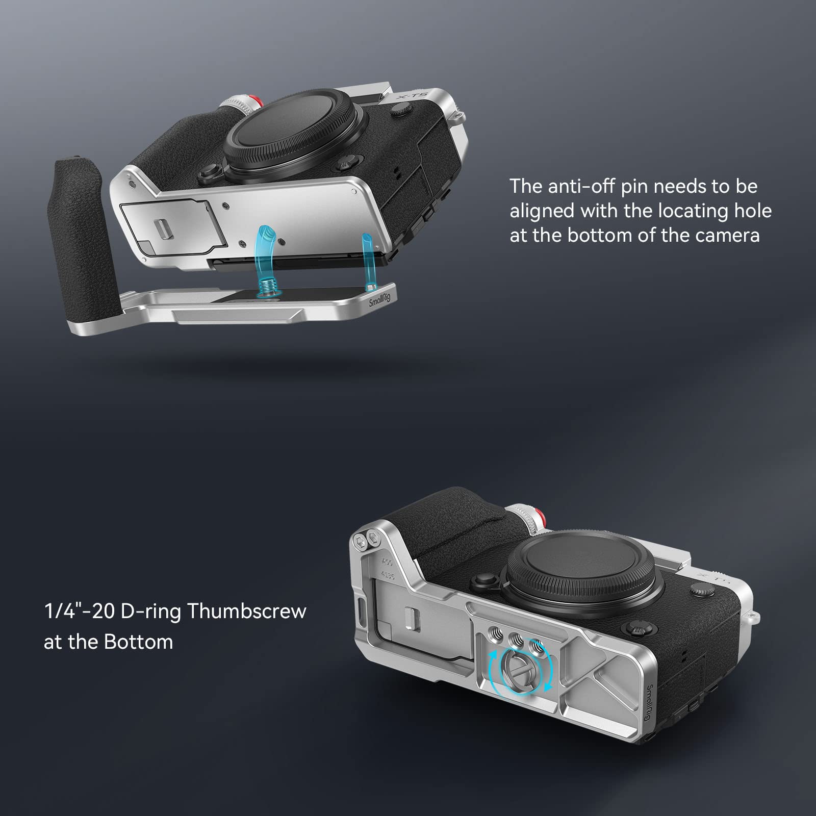 Smallrig X-T5 Handgrip L-Shape Grip For Fujifilm X-T5 Camera, Built-In Quick Release Plate For Arca, Silicone Side Handle, Shutt