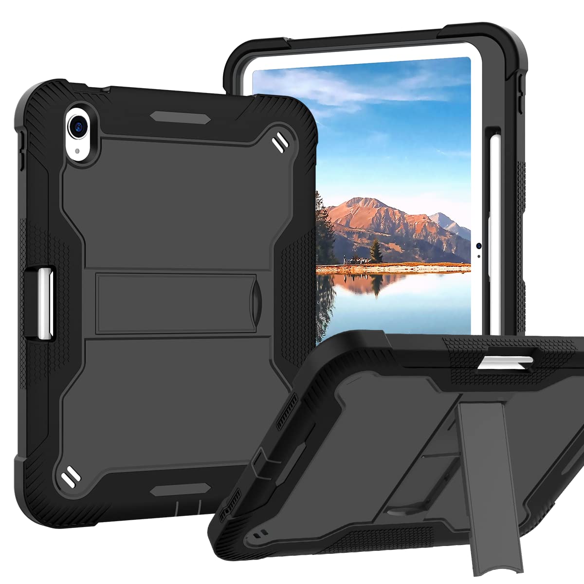 Fingic Ipad 10Th Generation Case 10.9 Inch 2022[Built In Pencil Holder]Heavy Duty Military Grade Shockproof Rugged Kickstand Sli