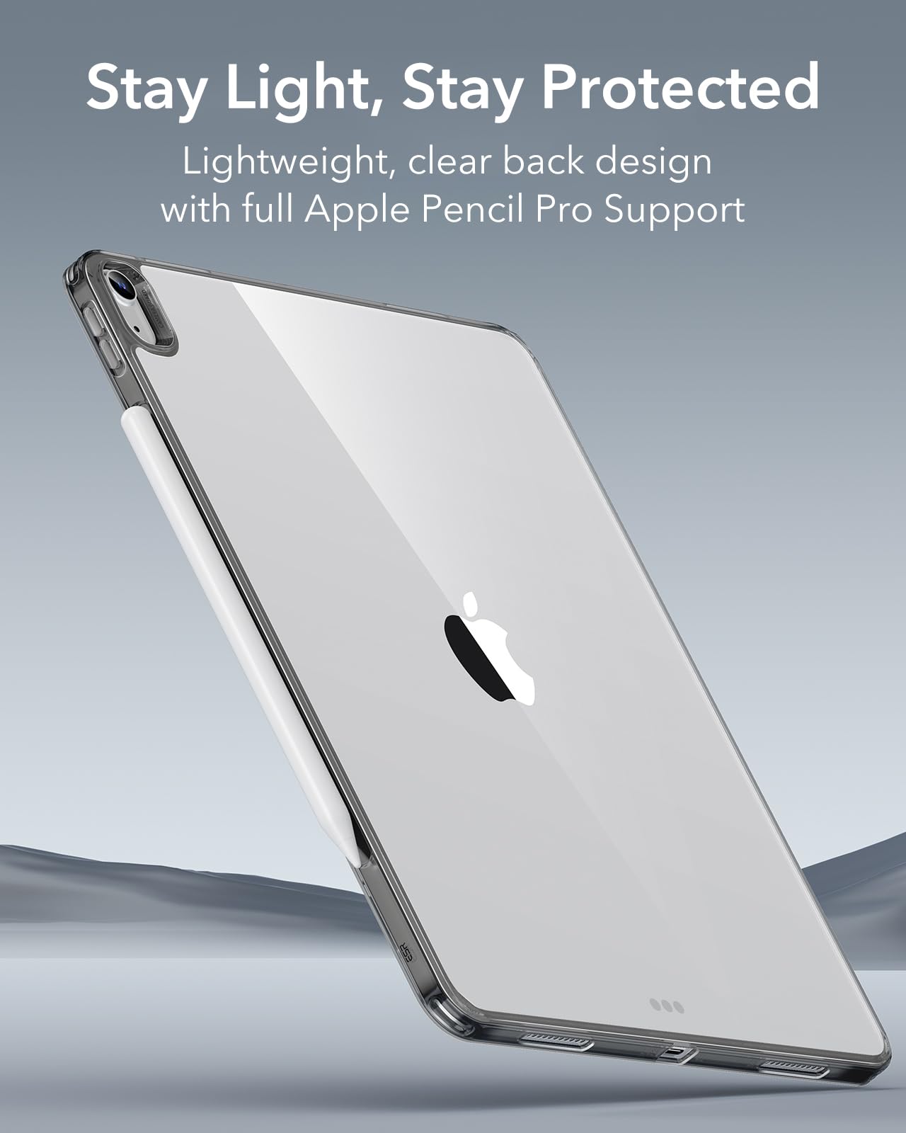 Esr For Ipad Air 13 Inch Case M2(2024), Ipad Air 13 Case, Thin And Lightweight, Shock And Drop Protection, Yellowing Resistant, Hard Back, Supports Pencil Pro&Pencil(Usb C), Classic Series,Black Clear