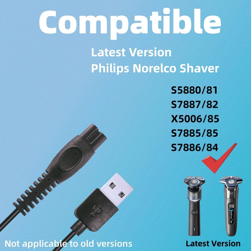 Qjin Usb Charging Cable For Philips Norelco S3243/91 S5880/81 S7887/82 X5006/85 S7885/85 S7886/84 Shaver Replacement Power Cord,