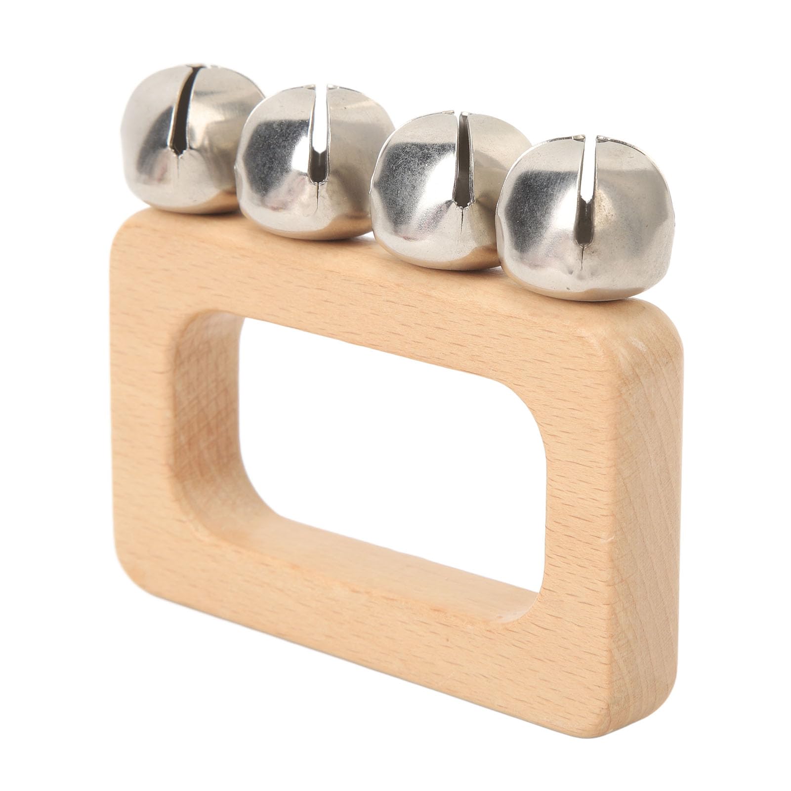 Hand Bell Shaker Rectangle Handle Dance Hand Bell Wooden Percussion Jingle Bells for KTV Concerts Parties