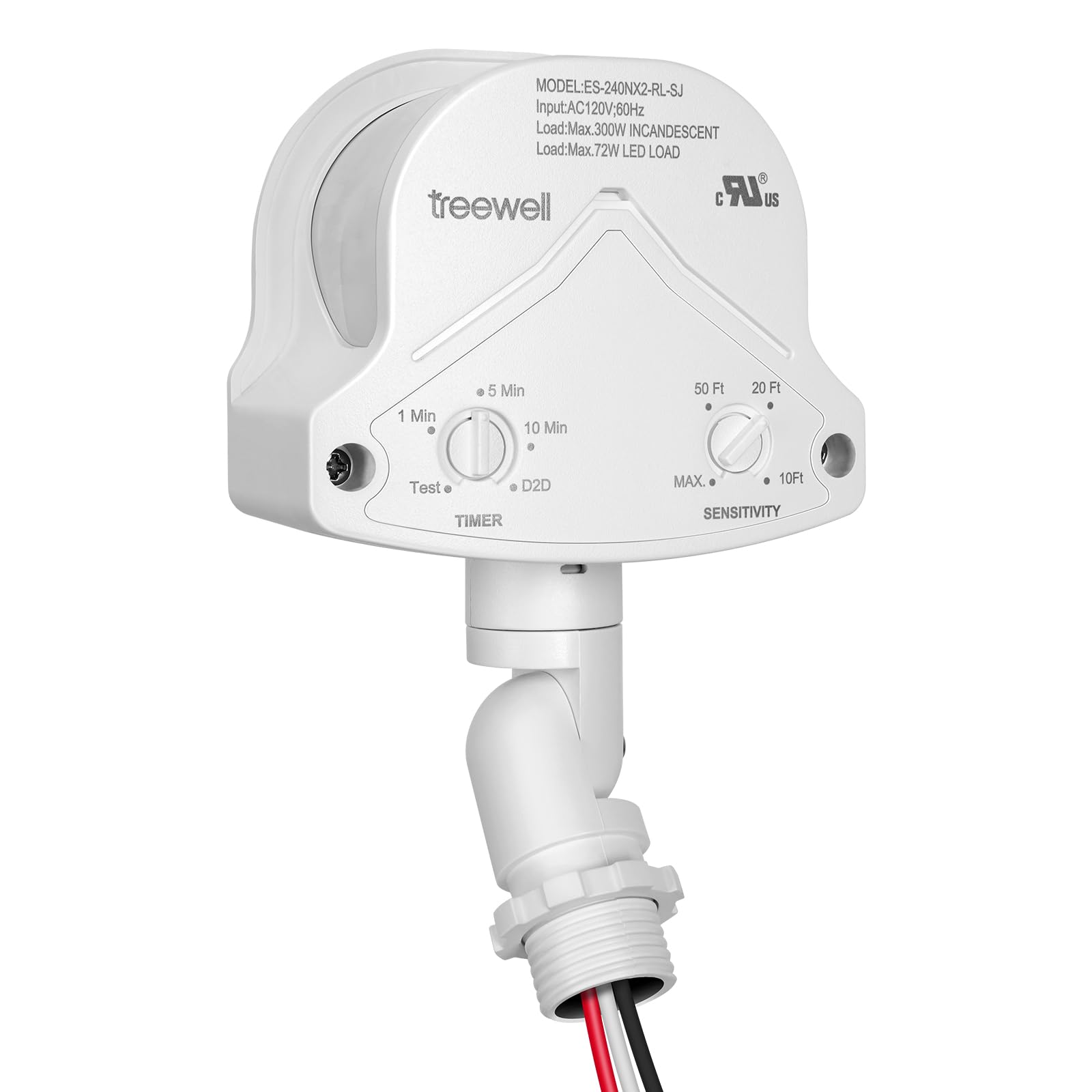 Treewell 240 Degree Replacement Motion Detector, Adjustable Time & Detection Sensitivity Up To 60 Feet Range, 3 Working Modes Pi