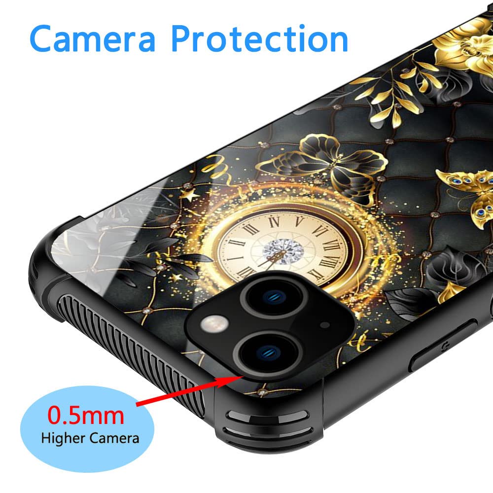 Zhegailian Case Compatible With Iphone 13,Clock Butterfly Case For Iphone 13 For Girls Women,Pattern Design Anti Scratch Organic