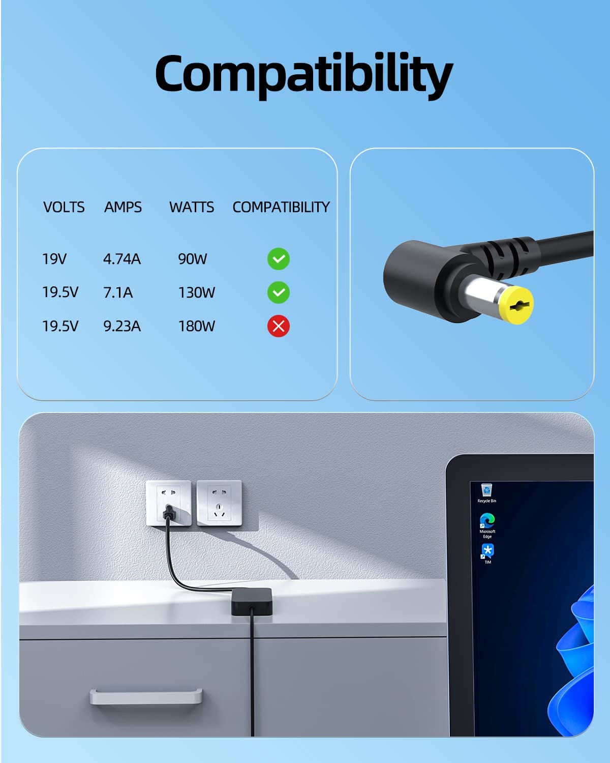 135W Ac Charger Fit For Acer Nitro 5 Gaming Series Laptop Adapter Power Supply Cord