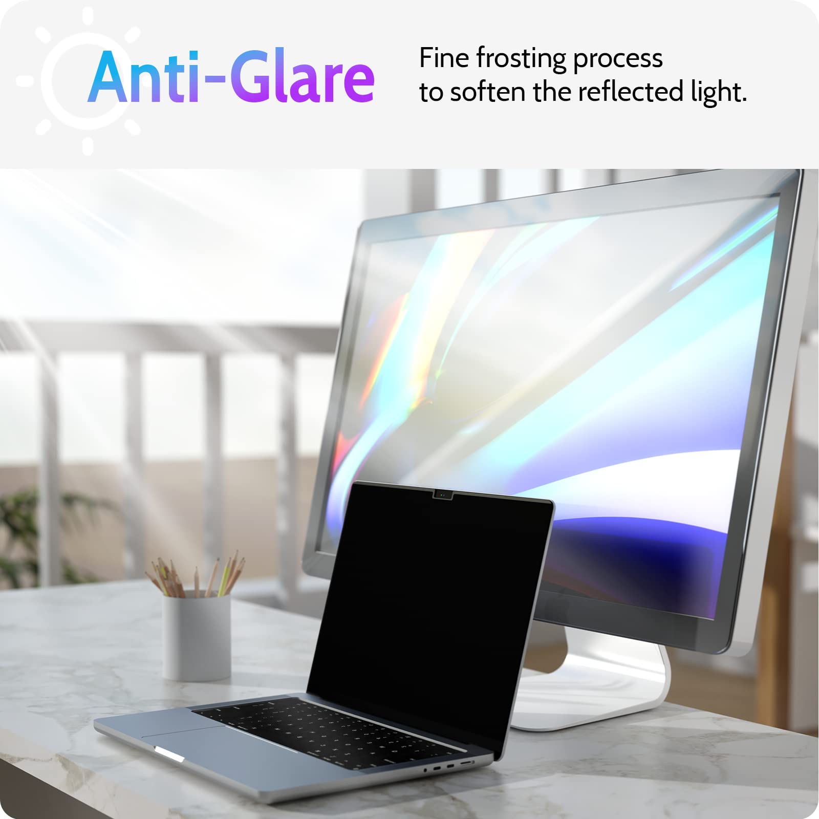 Peslv Magnetic Privacy Screen Compatible With Macbook Air 13.6 Inch (2022 2024, M2, M3), Removable Matte Anti Glare Blue Light P