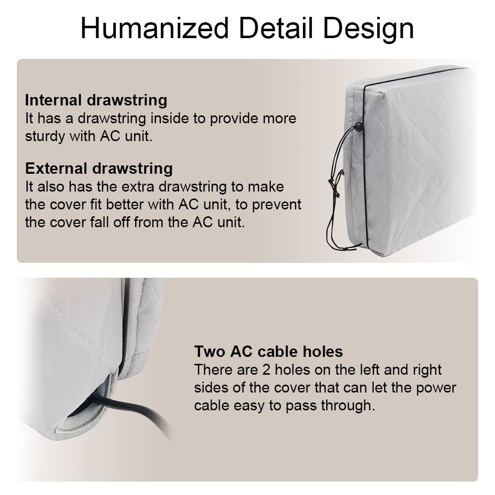 Indoor Air Conditioner Cover Window Ac Unit Cover With Drawstring Double Insulation For Inside(25''X17''X3.5'')