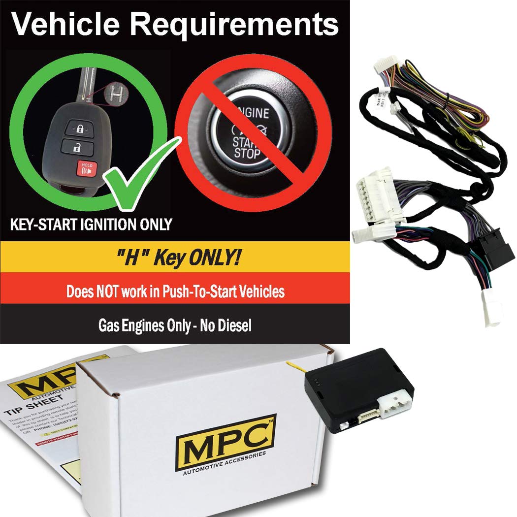 Mpc Remote Start Kit For 2014 2019 Toyota Corolla || H Key Only || Semi Plug N Play Harness || Press Oem Key Fob 3X Lock To Star