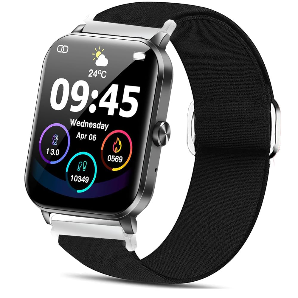 Compatible For Qonbink Smart Watch Bands, 22Mm Stretch Elastics Nylon Adjustable Replacement Strap Accessories For Men & Women C