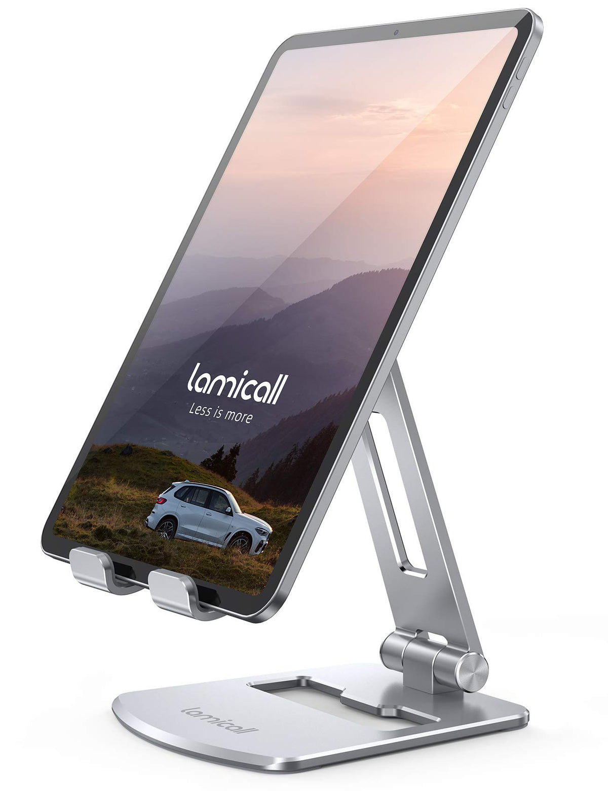 Lamicall Tablet Stand, Foldable Holder   Adjustable Tablet Dock, for 4.7'   13' Tablet, Such as iPad Pro 11/10.5/12.9, Mini, Air, Galaxy Tabs, Kindle, Silver
