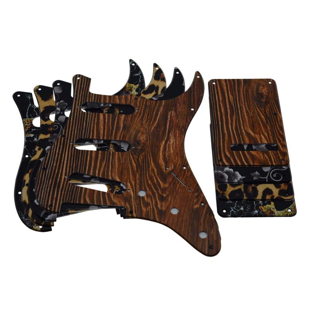 Dopro 11 Hole Strat Sss 3D Printed Plastic Pickguard St Back Plate Trem Cover Fits Usa/Mexican Fender Strat Wood Pattern