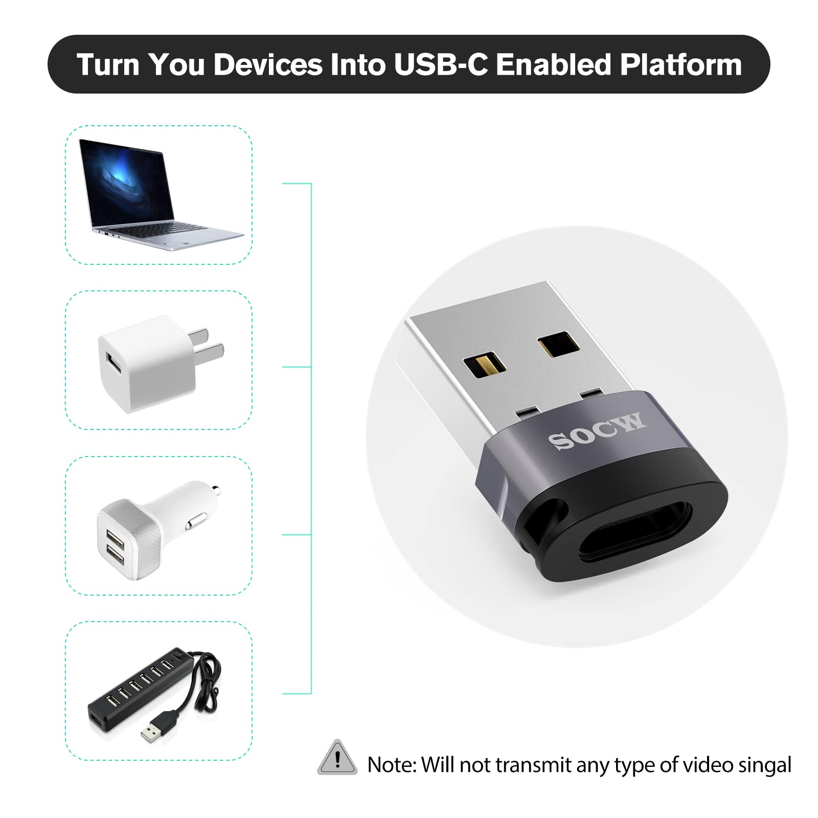 Usb C To Usb Adapter [4 Pack],Type C Female To Usb Male Charger Cable Power Converter For Apple Iwatch Watch Series 7 Se,Iphone,