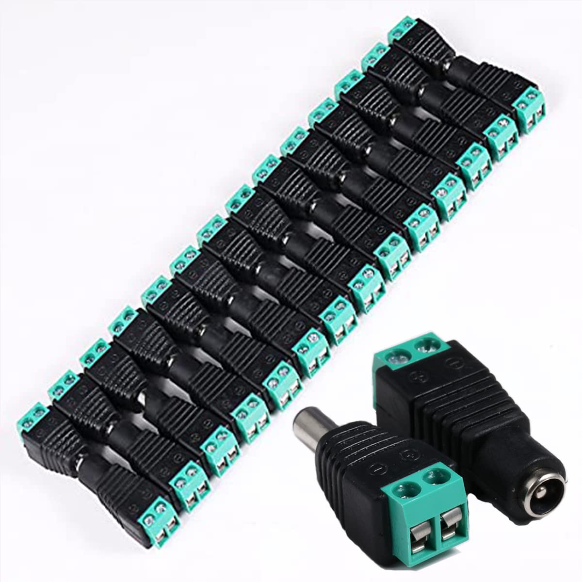 Vfltool 60Pcs Upgraded Dc Power Connector 12V 30Pcs Male + 30Pcs Female Adapter 2.1 X 5.5Mm Dc Power Jack Plug Connector For Cct