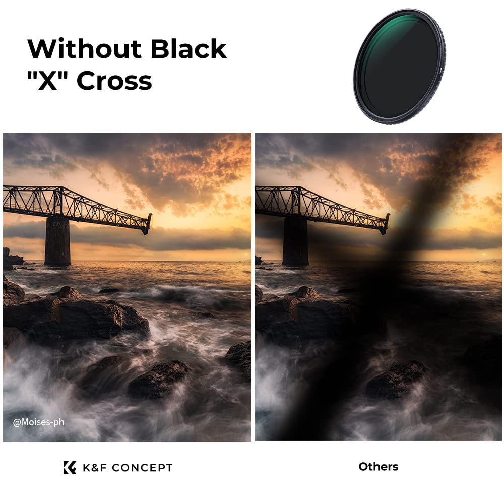 K&F Concept 72Mm Variable Nd2 32 Lens Filter & Filter Cap Kit (2 Pcs) Adjustable Neutral Density Lens Filter With Tpu Filter Cap