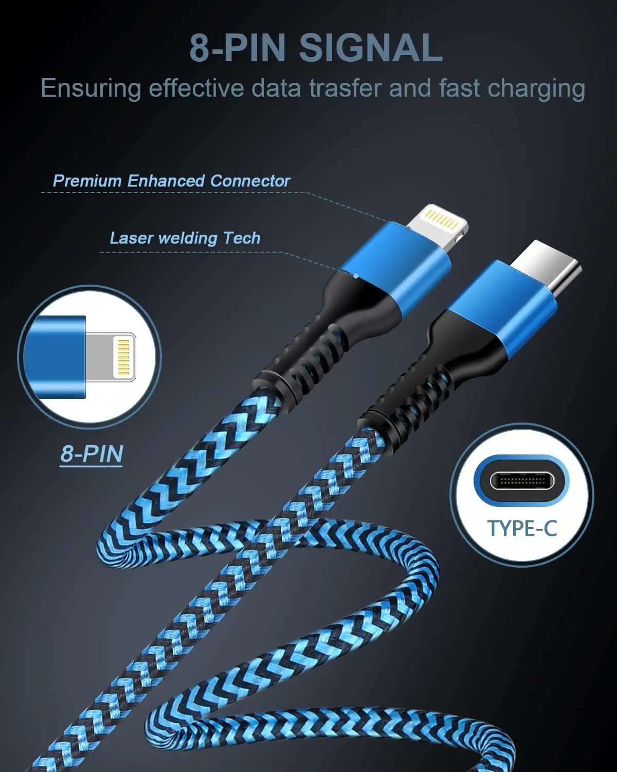 Usb Type C To Lightning Cable, [10Ft/4Pack] Long Braided Iphone Fast Charger Cable, Apple Mfi Certified Usb C Power Delivery Cha