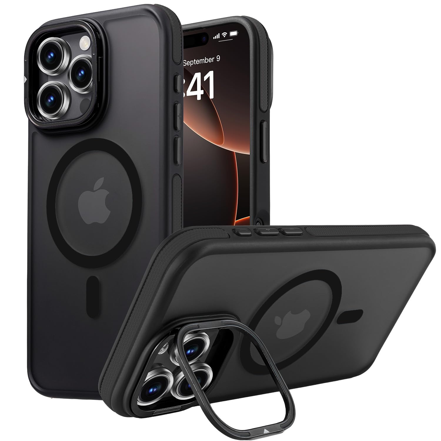 Yzoiko Magnetic Case For Iphone 16 Pro [10Ft Military Grade Protection] Built In Camera Stand Phone Case, Compatible With Fit Ma