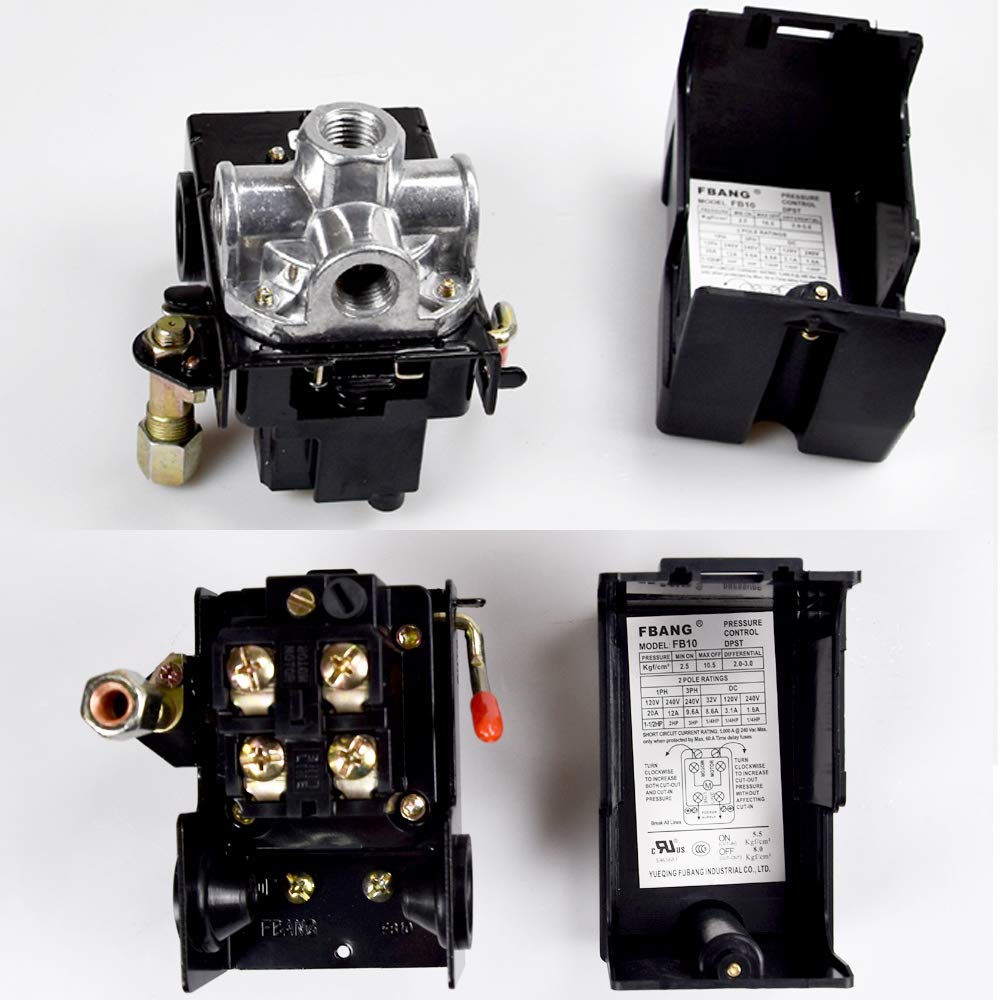 Air Compressor Pressure Switch Pressure With Valve Control Regulators Gauge 90 120Psi 4 Port Safety Valve Air Compressor Parts