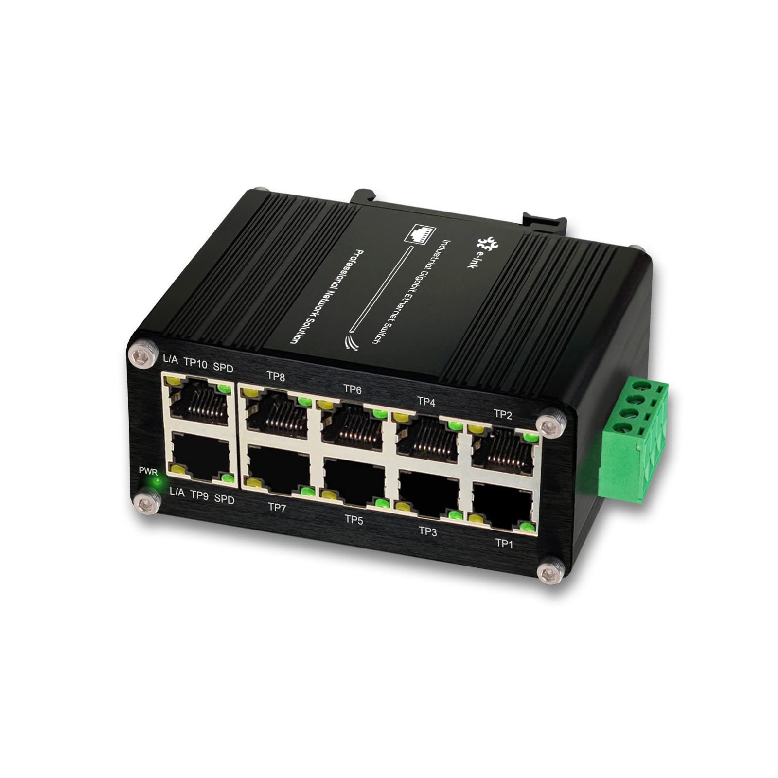 Throncom Industrial 10 Port Gigabit Ethernet Switch, Rj45 10/100/1000Mbps Mini Din Rail Mount Ethernet Switch, 12 48V Dc Hardene