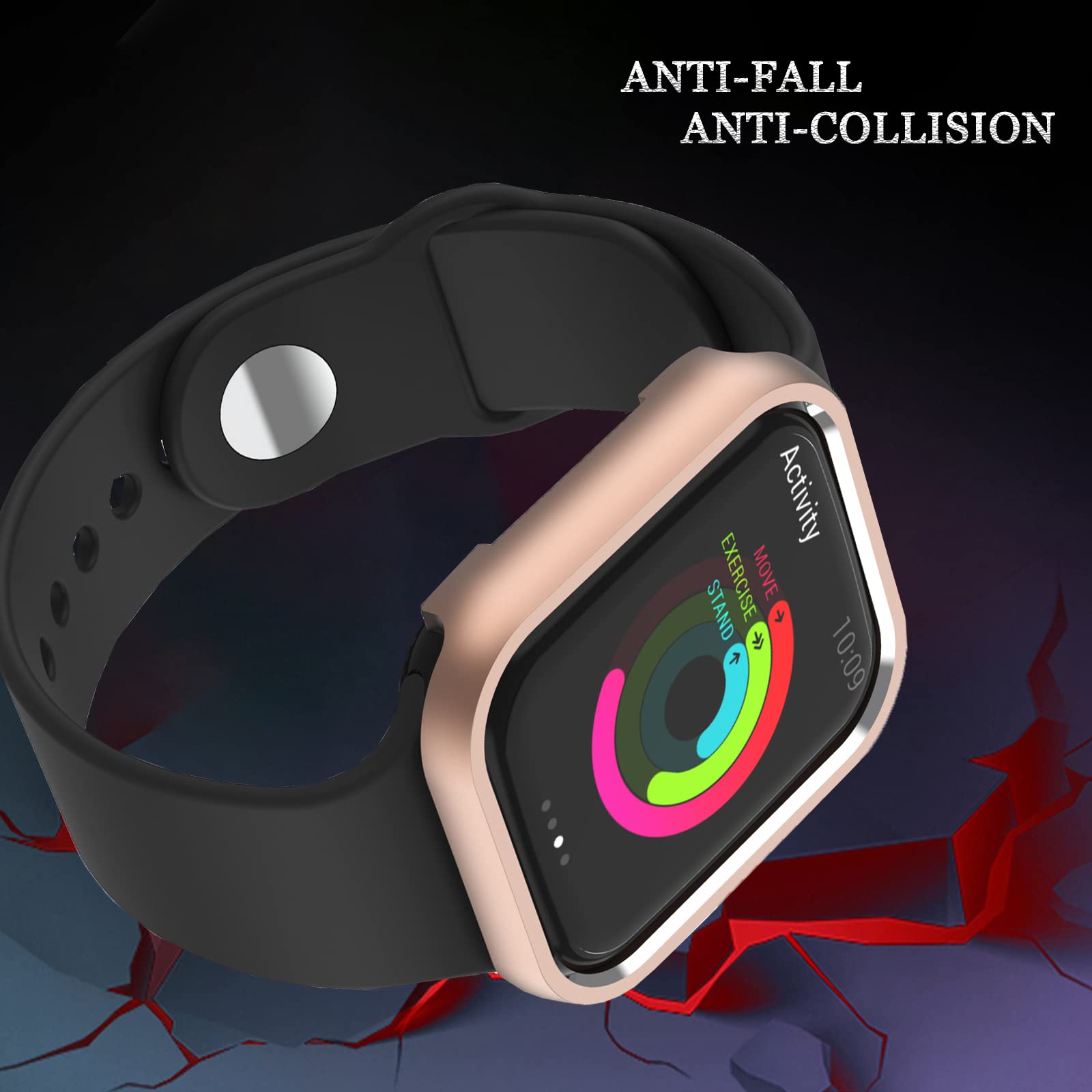 Ninki Aluminium Case Compatible Apple Watch Series 6/Series 5/Series 4 /Se Case 40Mm Rose Gold,Metal Bumper Case Iwatch 6 5 4 Se