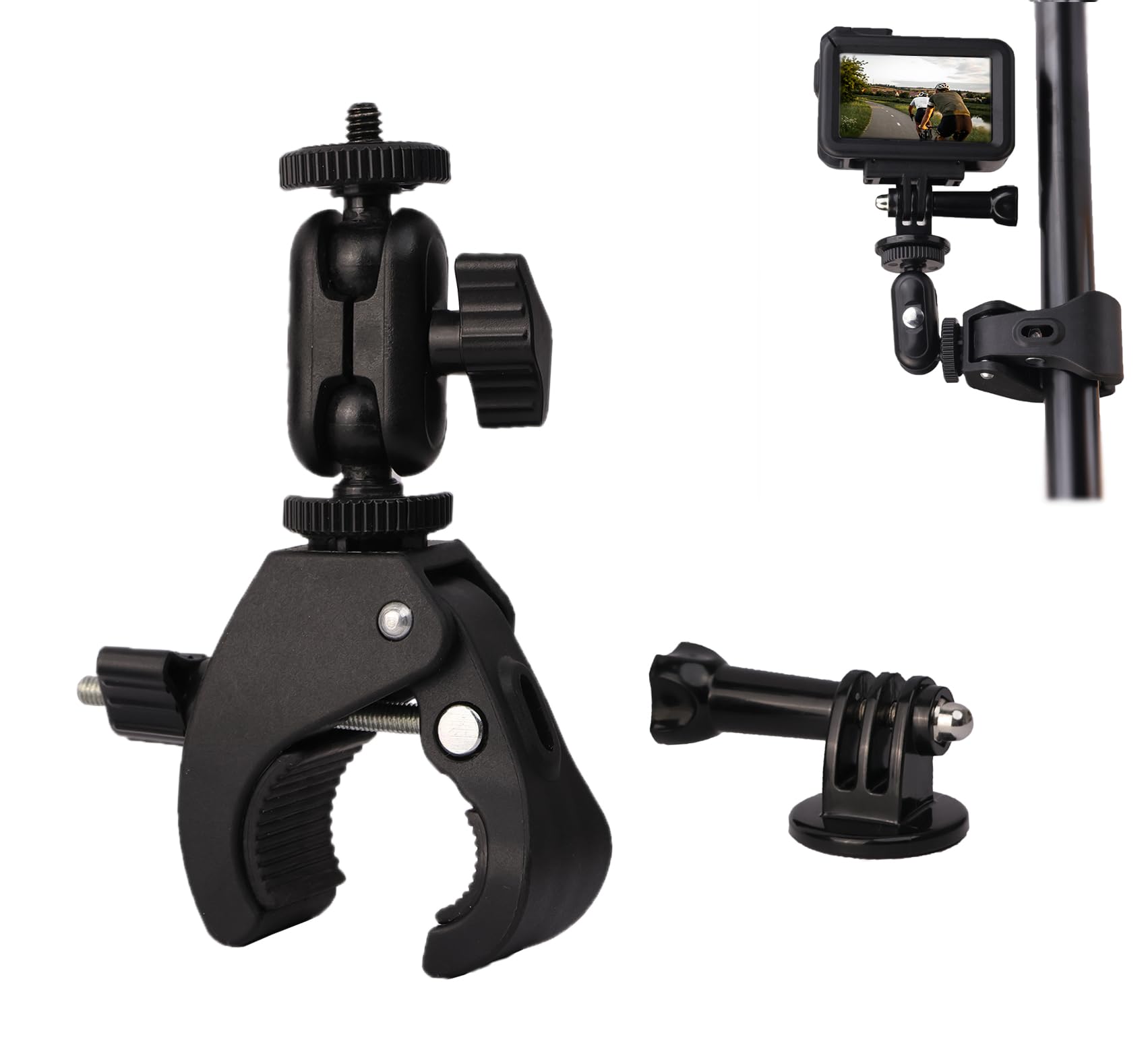 Hocoder Super Clamp Motorcycle Handlebar Mount Multi Angle 360 Swivel Compatible With Gopro 13 Hero 13 12 11 10 9 / Insta 360 /
