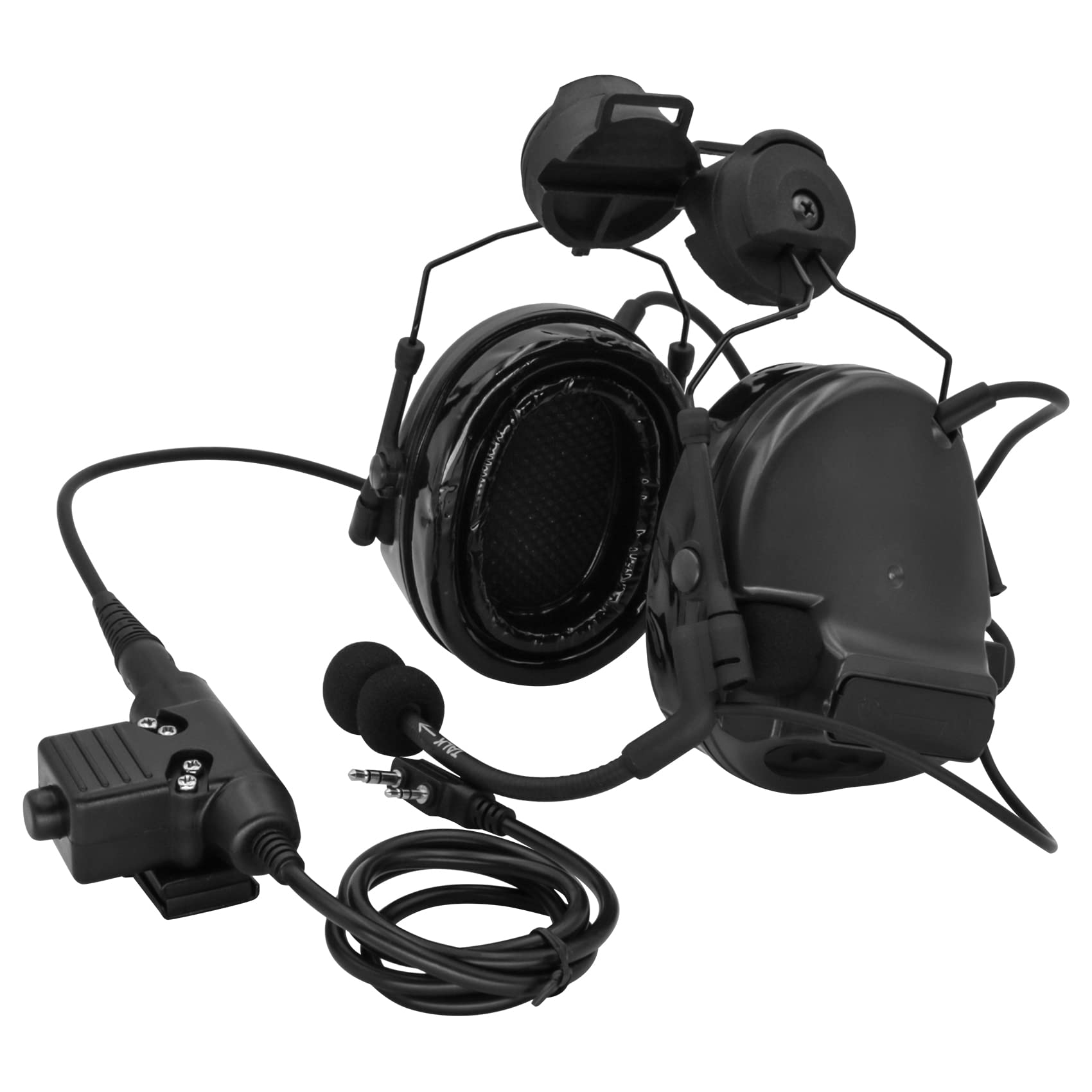 Hearfalcom Tactical Comta Iii Headset Helmet Arc Rail Adapter Bracket Version With U94 Ptt Adapter Compatible With Baofeng Uv 5R