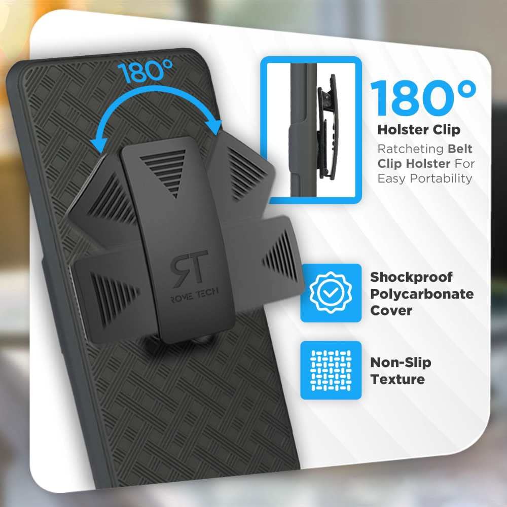For Samsung Galaxy A54 5G Case With Belt Clip Holster, Kickstand Slim Cover Phone Case For Galaxy A54 5G   Black